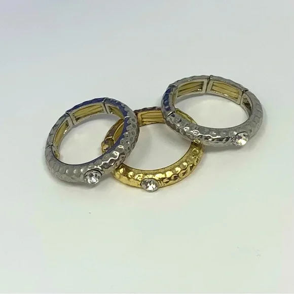 Three Hammered Stackable Rings - Picture 3 of 4